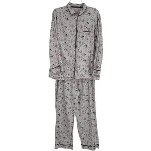 Victoria’s Secret Pajama Set Size L gray deer 2 Piece Women’s Button Up Flannel